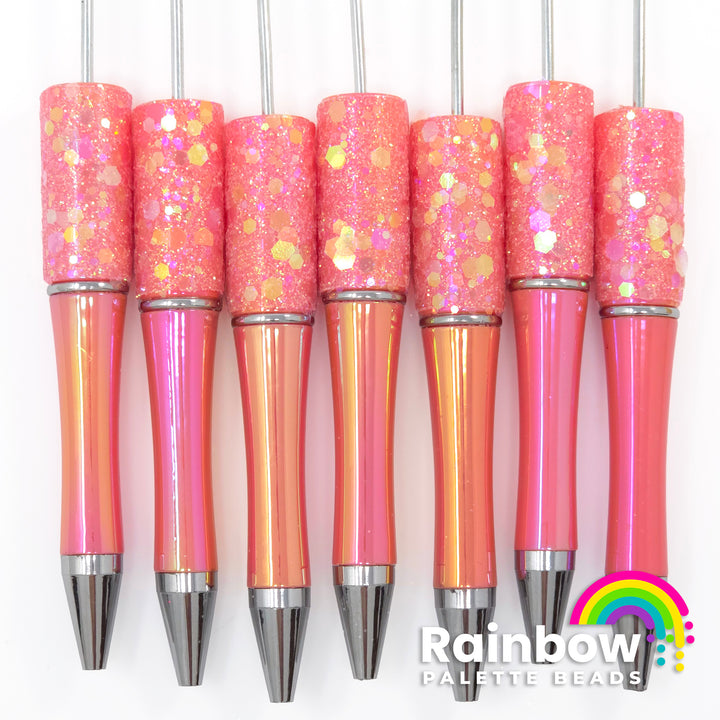 Coral Fairy Dust Opal Beadable Plastic Pen