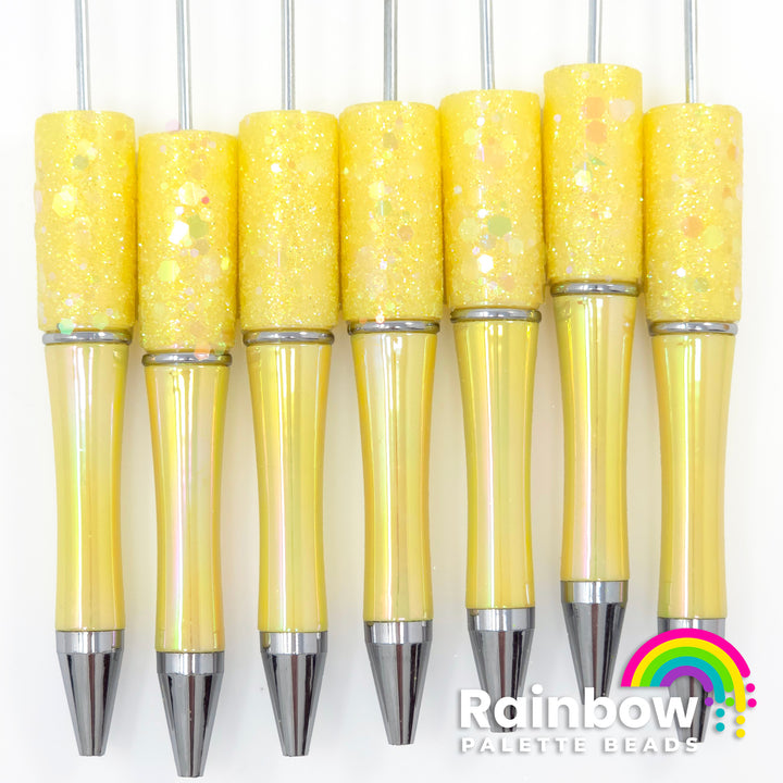 Yellow Fairy Dust Opal Beadable Plastic Pen