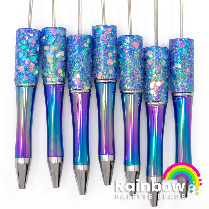 Royal Blue Fairy Dust Opal Beadable Plastic Pen