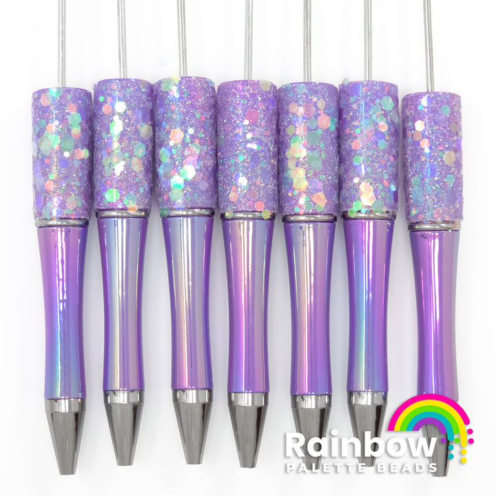 Deep Lavender Fairy Dust Opal Beadable Plastic Pen