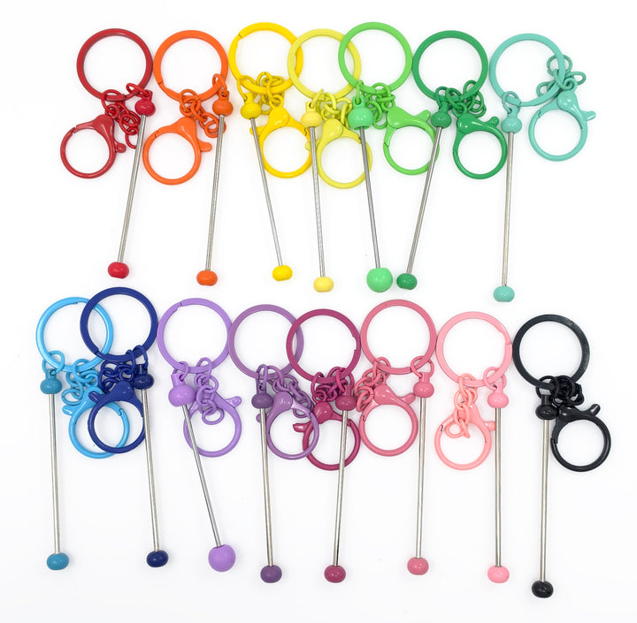 Fun Colors Round Lobster Clasp Beadable Keychain Bar