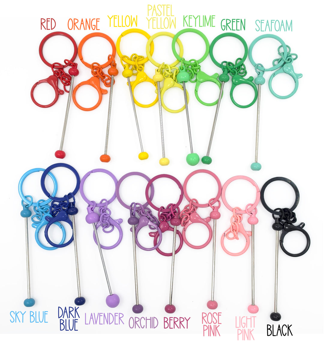 Fun Colors Round Lobster Clasp Beadable Keychain Bar