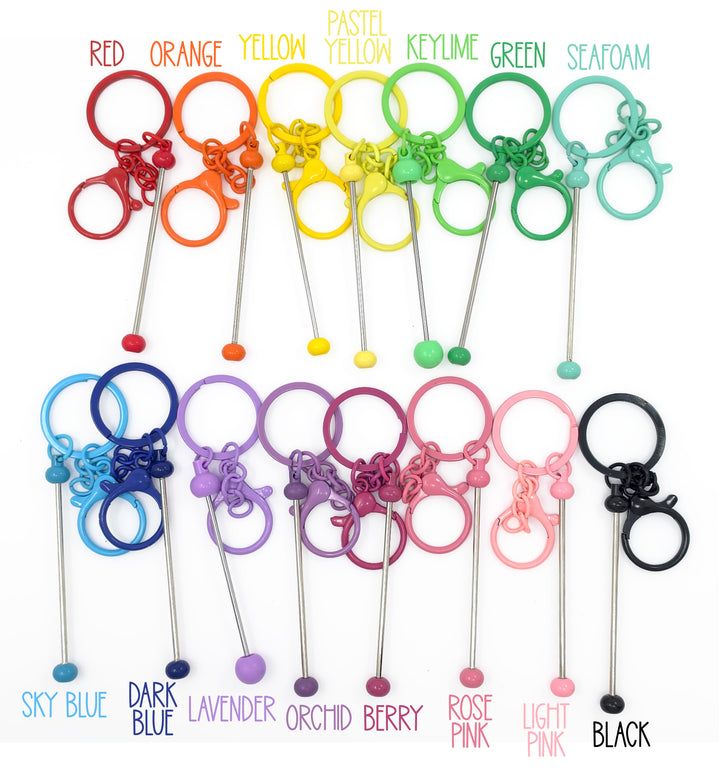 Fun Colors Round Lobster Clasp Beadable Keychain Bar