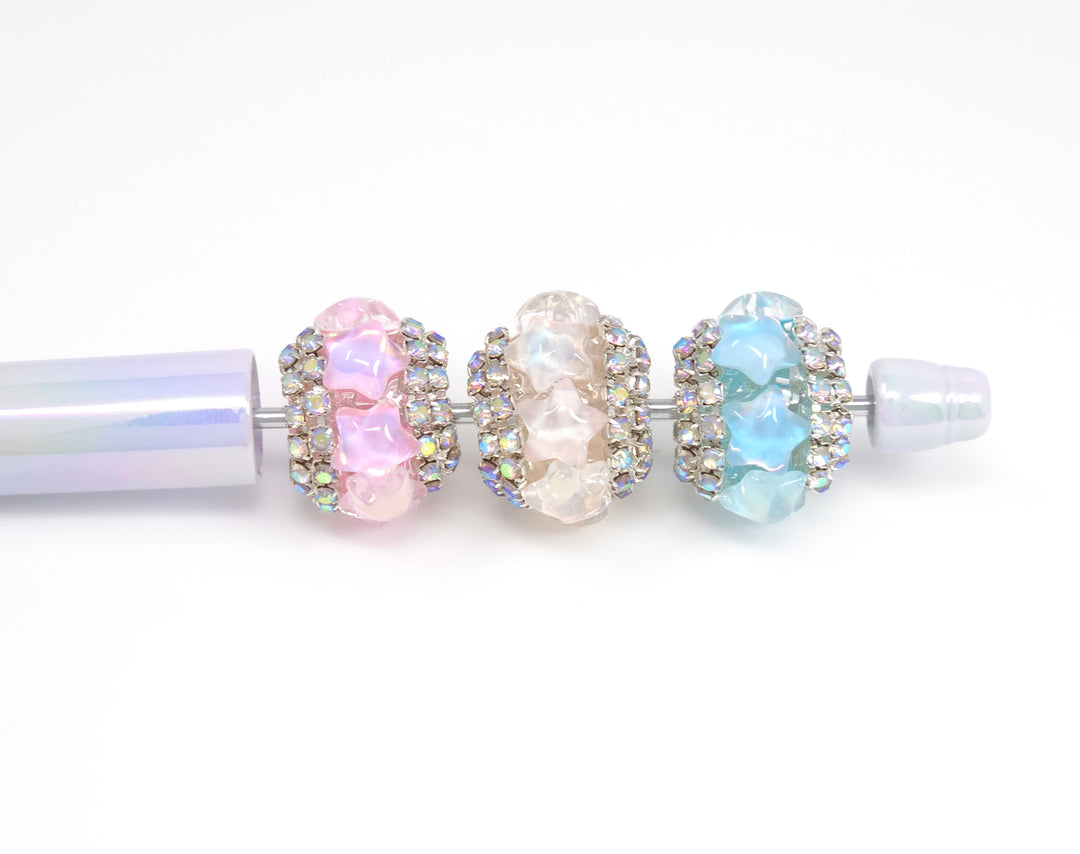 20mm Assorted Color Rondelle Princess Encrusted Star Rhinestone Bead Mix (10 beads)