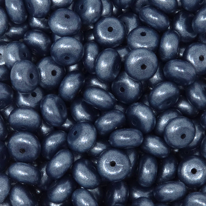 14mm Darkest Navy Blue Shimmer Pearl Abacus Silicone Beads (5 Beads)