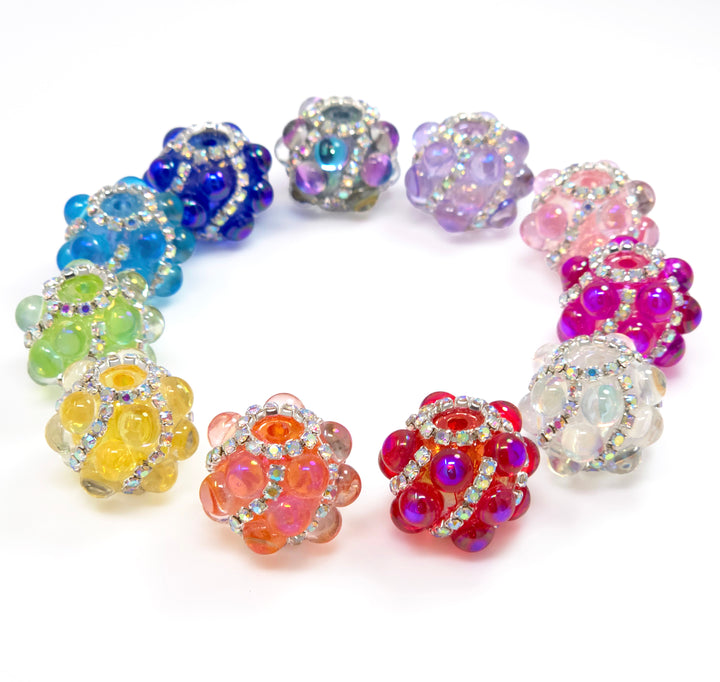 20mm AB Assorted Color Magic Cat Eye Diamond Acrylic Rondelle Spacer Beads