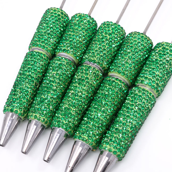 Solid Green Crystal Full Rhinestone Beadable Diamond Pen