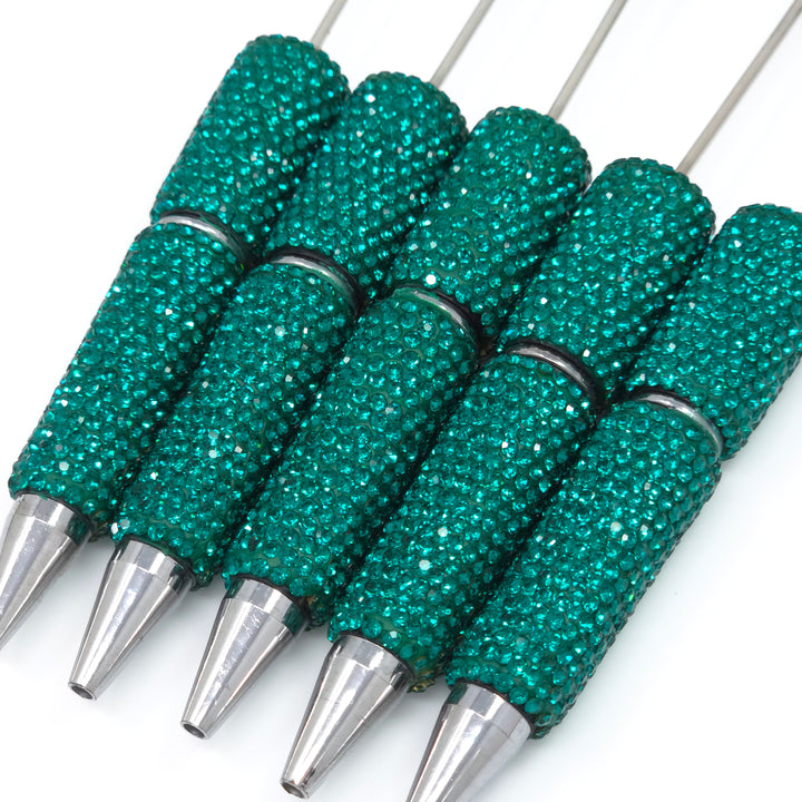 Solid Emerald Teal Crystal Full Rhinestone Beadable Diamond Pen