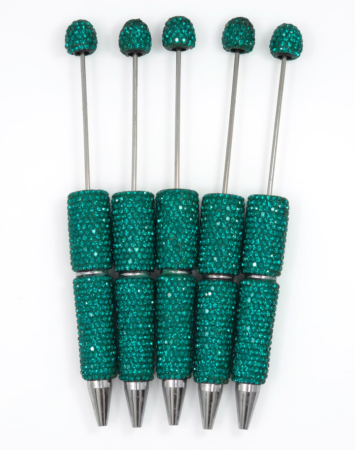 Solid Emerald Teal Crystal Full Rhinestone Beadable Diamond Pen