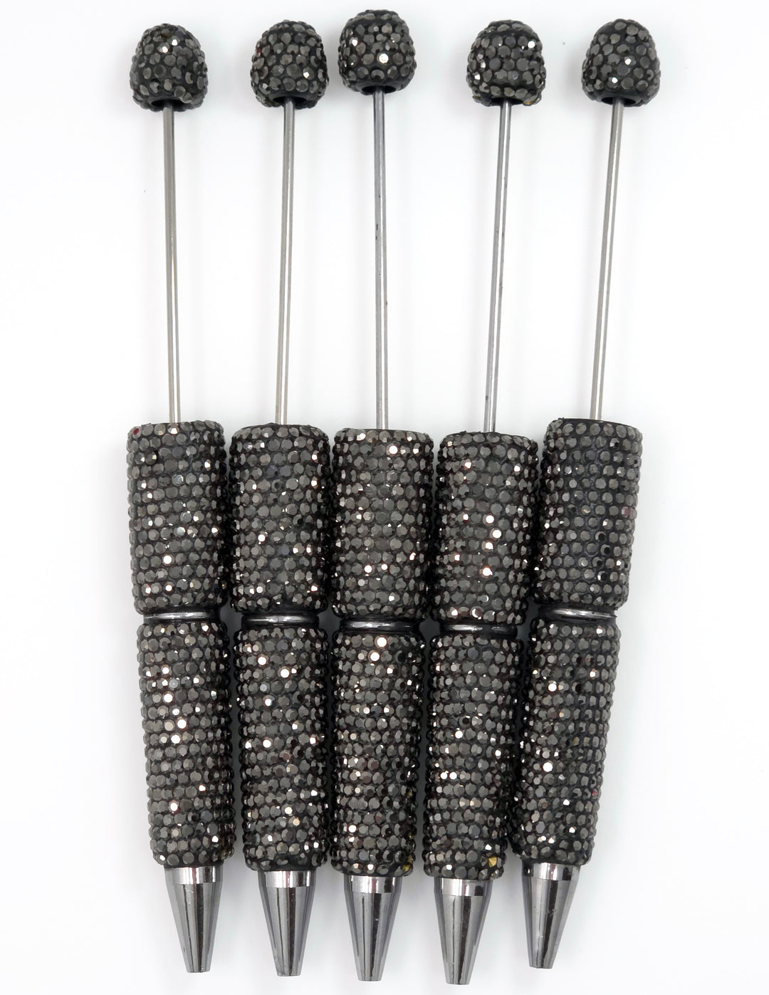 Solid Dark Gray Stud Full Rhinestone Beadable Diamond Pen