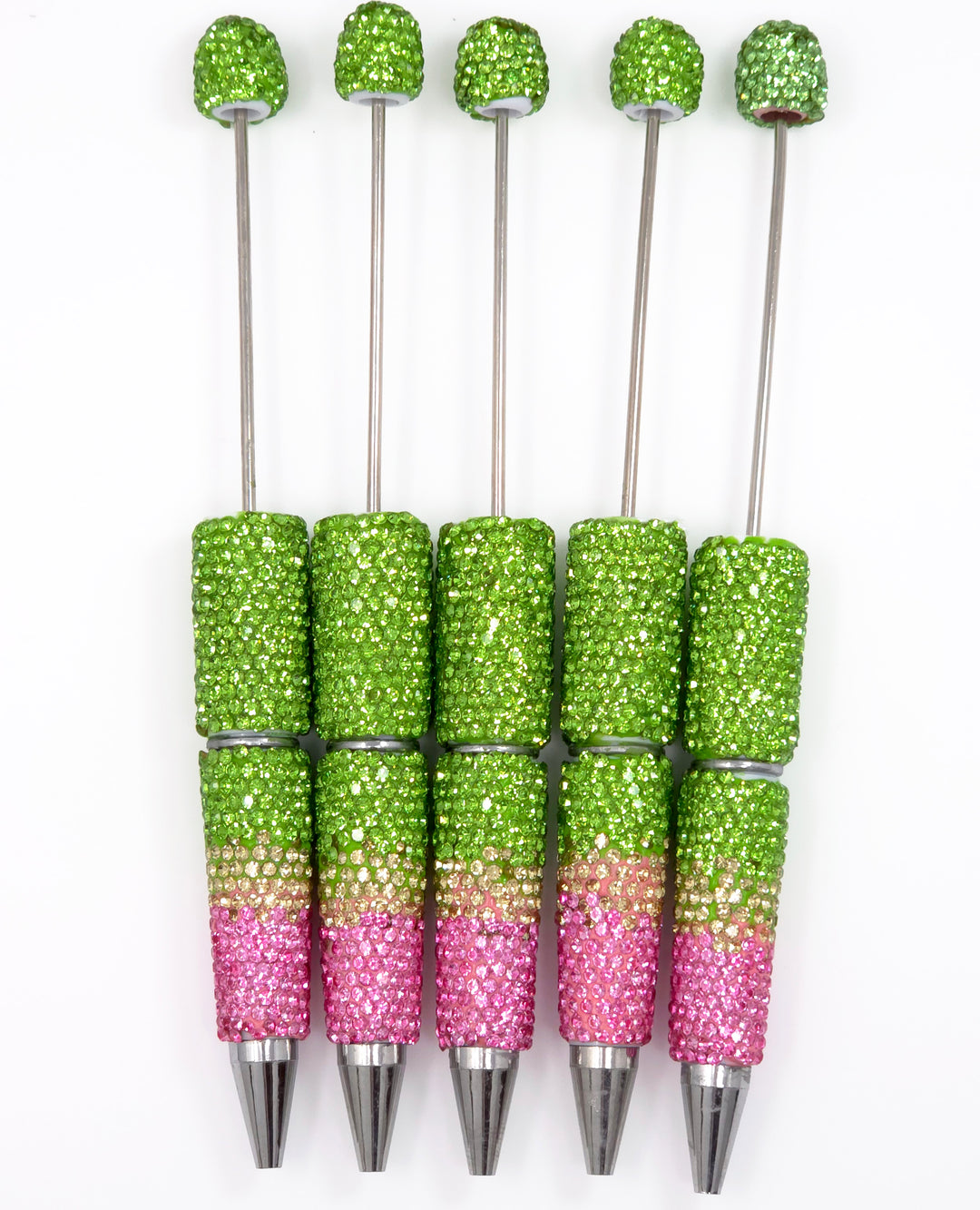 Pink Watermelon Ombre Crystal Confetti Full Rhinestone Beadable Diamond Pen