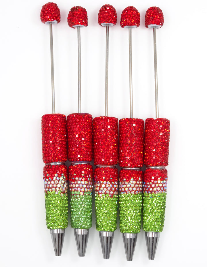 Watermelon Summer Ombre Crystal Confetti Full Rhinestone Beadable Diamond Pen