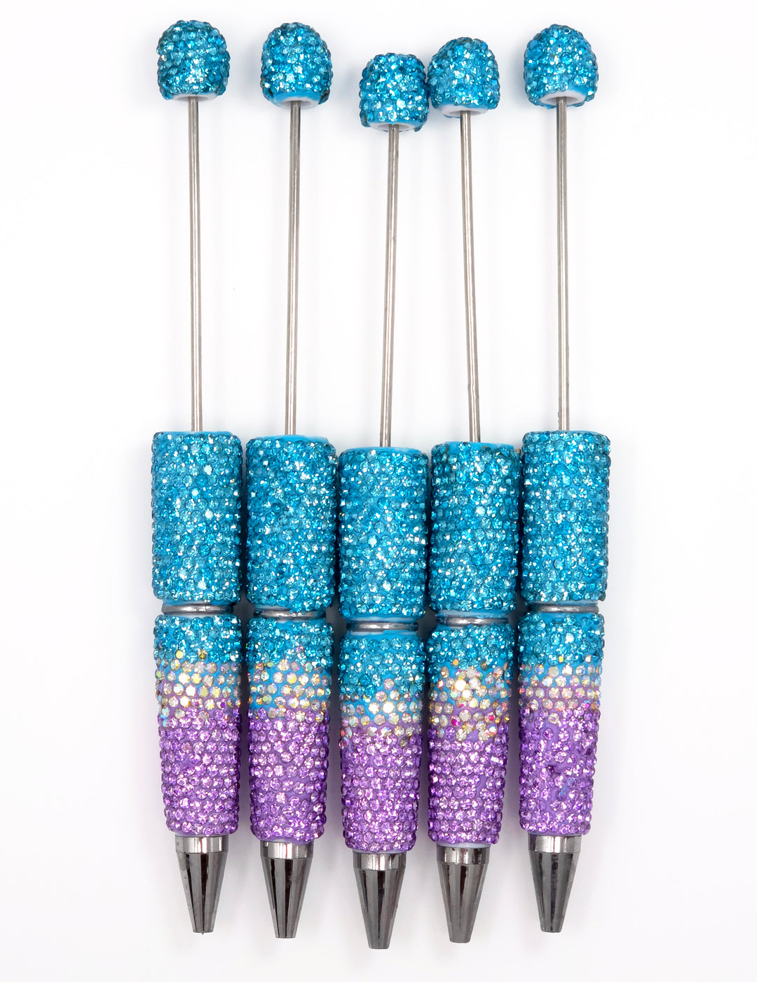 Blue/Purple Waves Ombre Crystal Confetti Full Rhinestone Beadable Diamond Pen