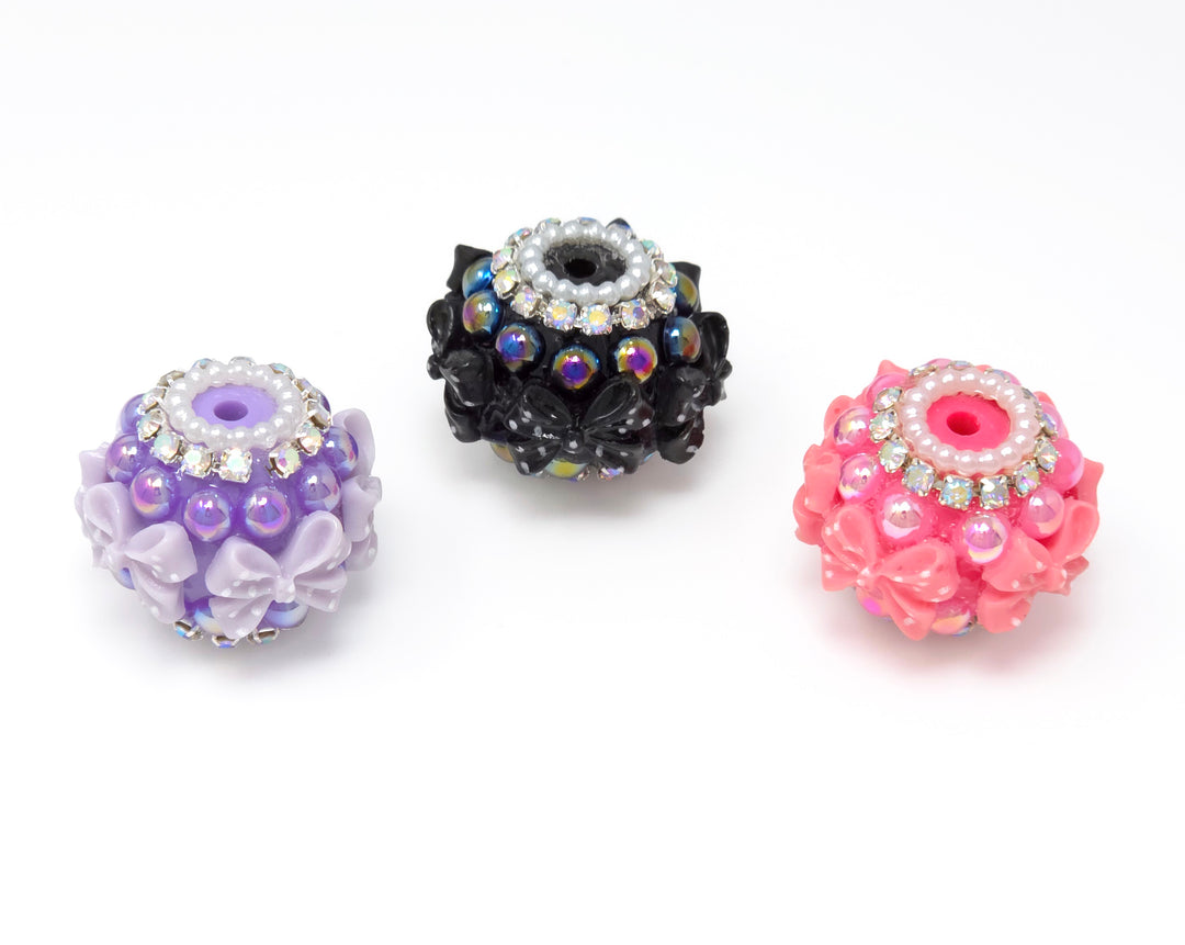 22mm Assorted Color Jewels, Bows & Pearls Acrylic Rondelle Beads