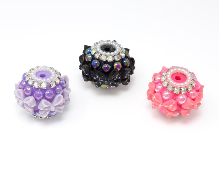 22mm Assorted Color Jewels, Bows & Pearls Acrylic Rondelle Beads