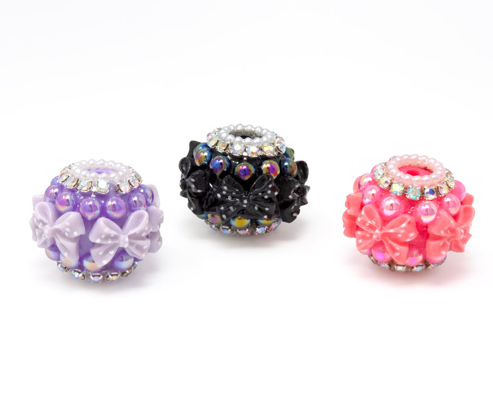 22mm Assorted Color Jewels, Bows & Pearls Acrylic Rondelle Beads