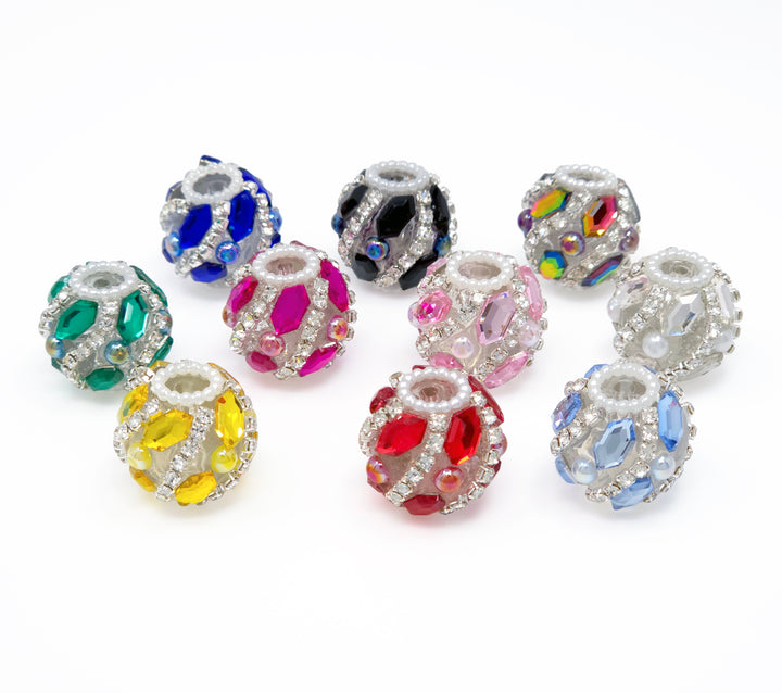 20mm Assorted Color Diamond Jewel & Pearl Acrylic Beads
