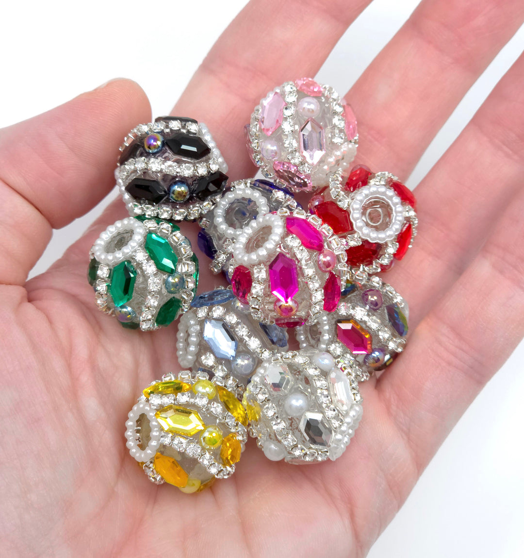 20mm Assorted Color Diamond Jewel & Pearl Acrylic Beads