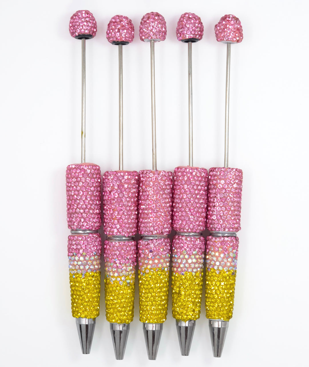 Pink Lemonade Ombre Crystal Confetti Full Rhinestone Beadable Diamond Pen