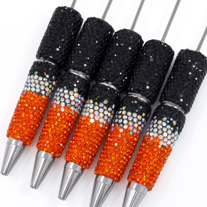 Halloween (Black/Orange) Ombre Crystal Confetti Full Rhinestone Beadable Diamond Pen