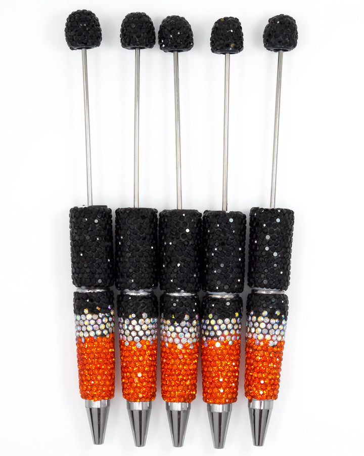 Halloween (Black/Orange) Ombre Crystal Confetti Full Rhinestone Beadable Diamond Pen