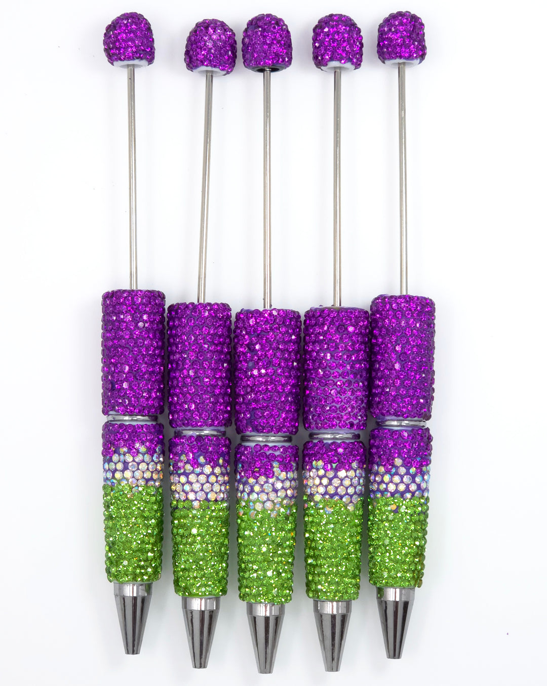 Bright Halloween (Royal Purple/Lime) Ombre Crystal Confetti Full Rhinestone Beadable Diamond Pen
