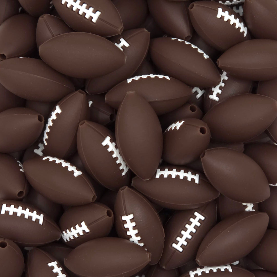 3D Plain Vertical Football Silicone Focal Beads
