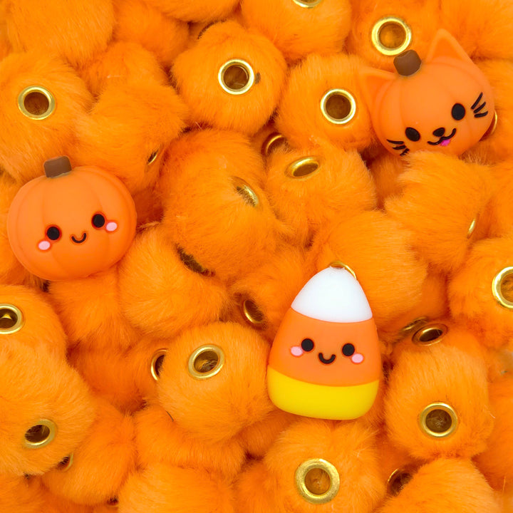 20mm Yellow-Orange Furry Fuzzy Abacus Spacer Beads