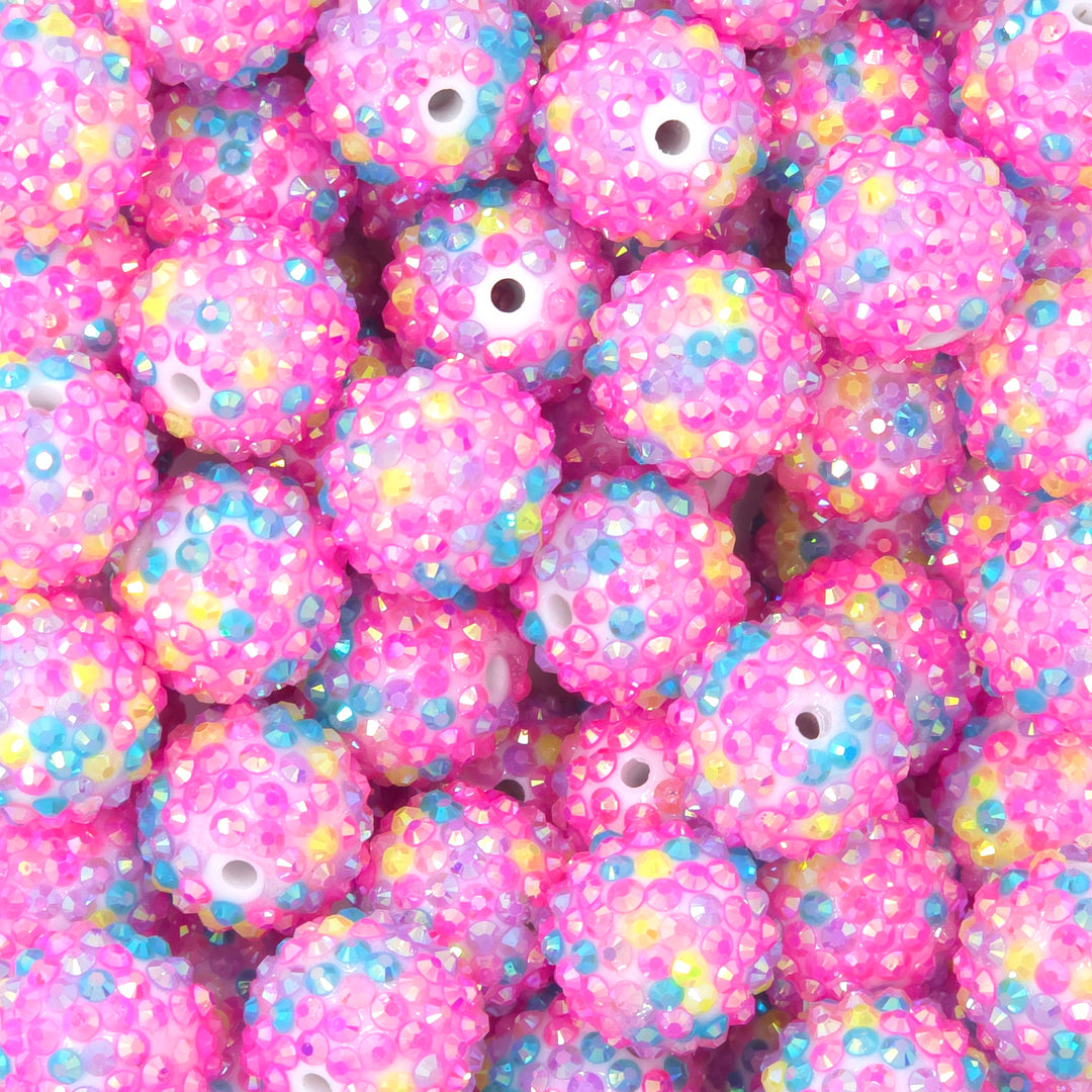 20mm AB Heavy Pink Spring Confetti Rhinestone Beads