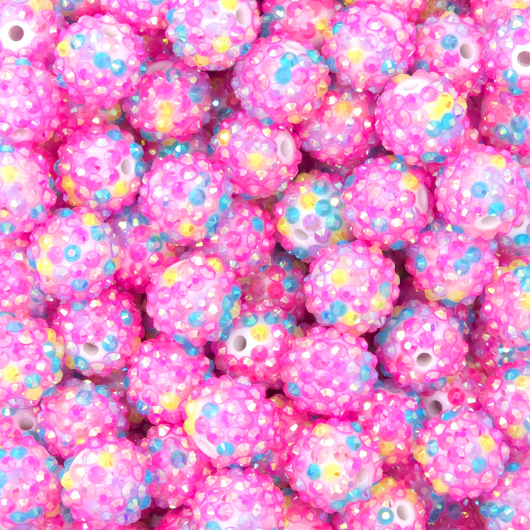 16mm AB Heavy Pink Spring Confetti Rhinestone Beads