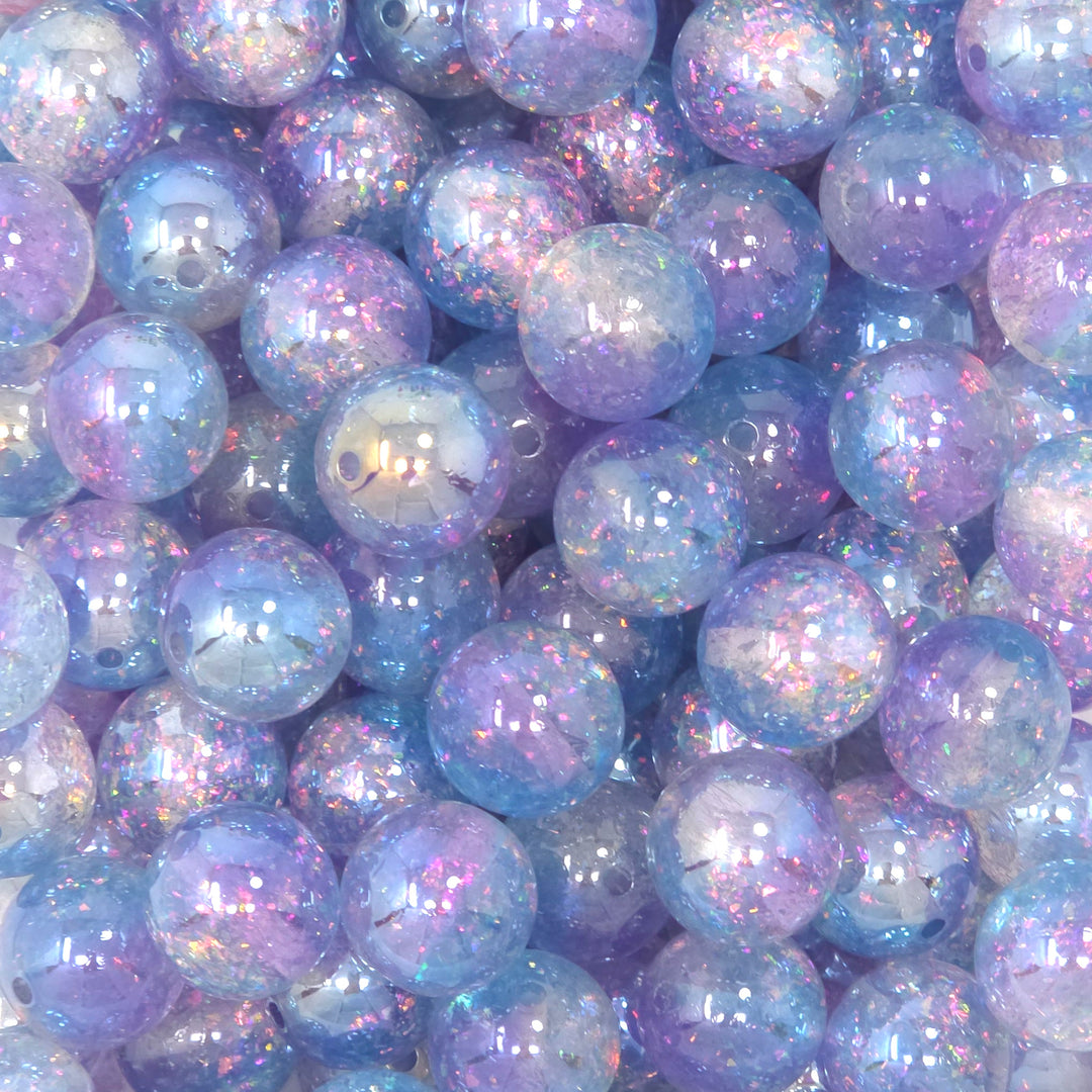 16mm UV/AB Blue-Violet Holographic Surprise Glitter Acrylic Beads
