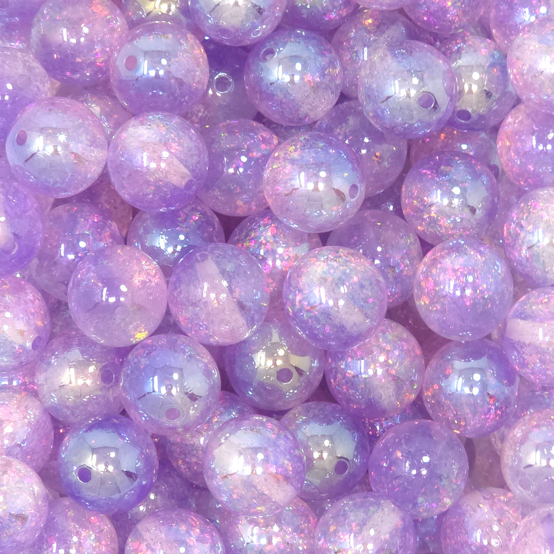 16mm UV/AB Violet Purple Holographic Surprise Glitter Acrylic Beads