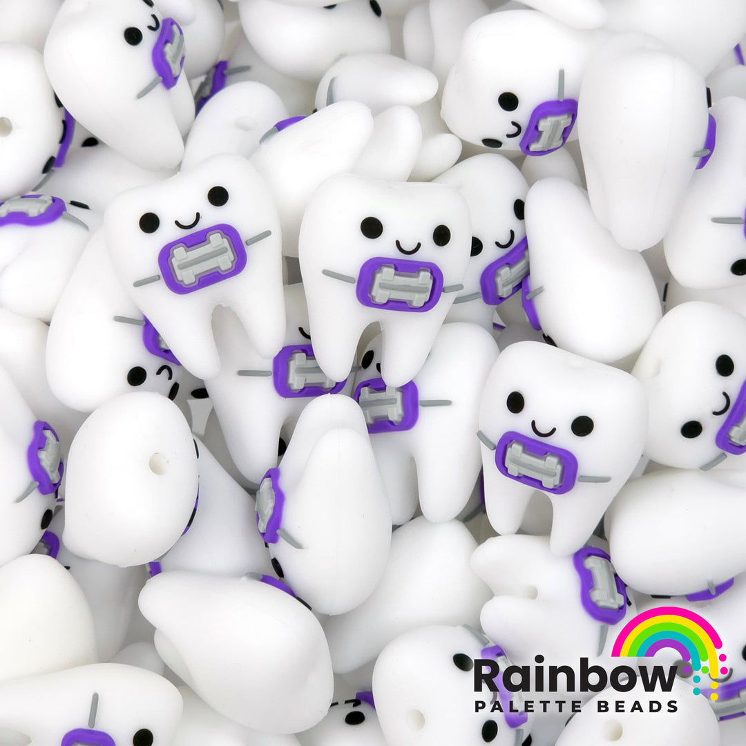 3D Tooth with Bracket (Braces) Exclusive Silicone Focal Beads