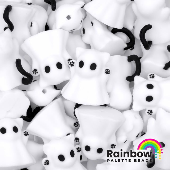 3D Ghost Kitty Cat Exclusive Silicone Focal Beads