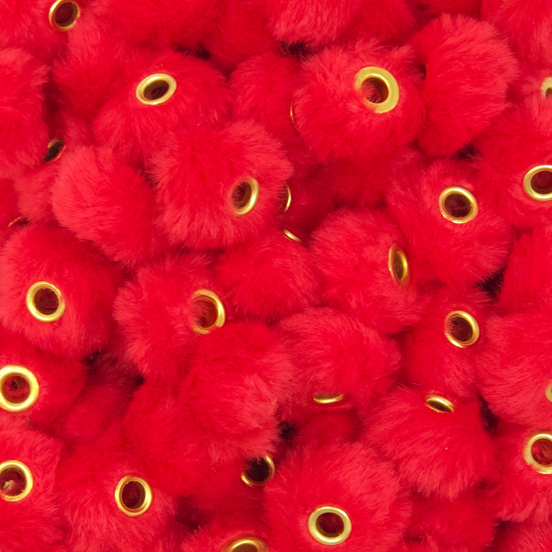 20mm Bright Red Furry Fuzzy Abacus Spacer Beads