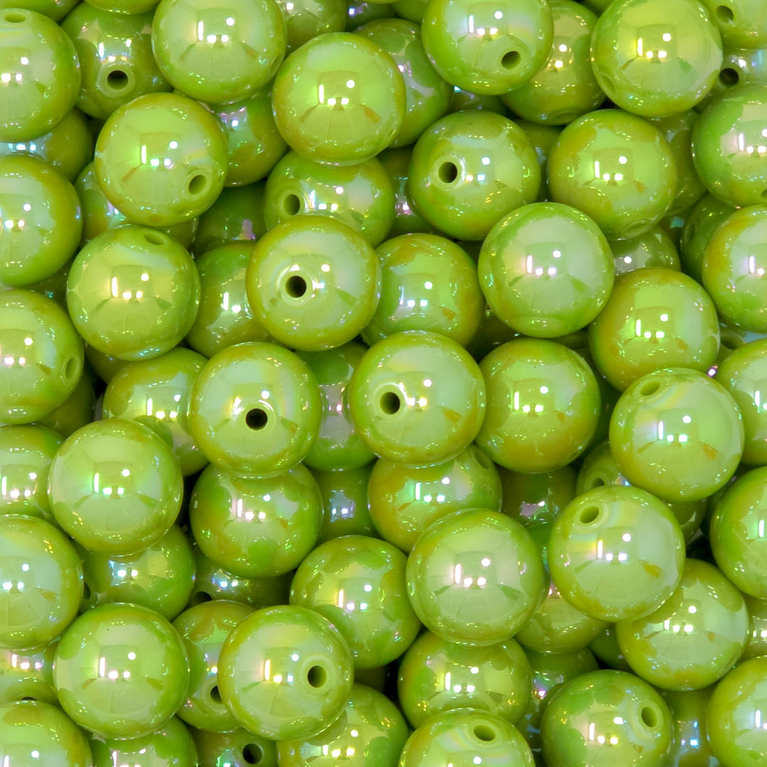 16mm AB Olive Green Solid Blue Acrylic Beads