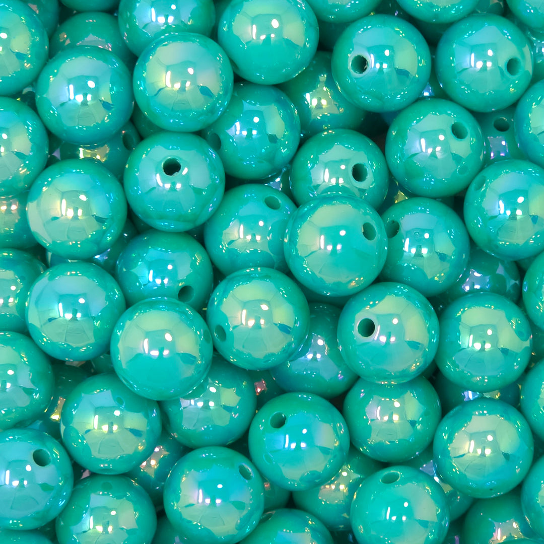 16mm AB Seagreen-Turquoise Solid Blue Acrylic Beads