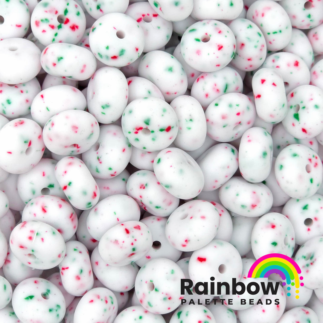 14mm Exclusive Peppermint Bark Silicone Abacus Beads (5 beads)