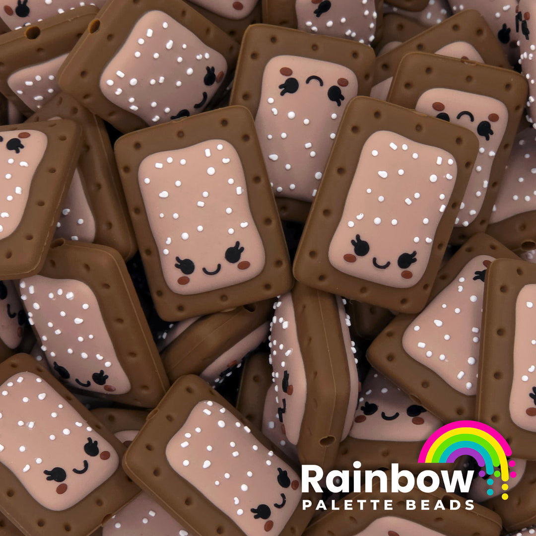 Frosted Chocolate Fudge Toaster Pastry Exclusive Silicone Focal Beads