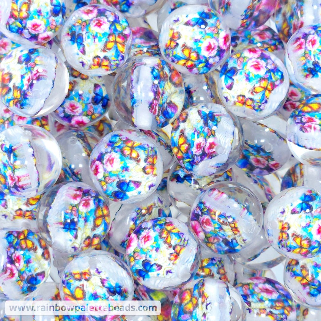 20mm 3D Butterfly Print Resin Acrylic Beads Beads