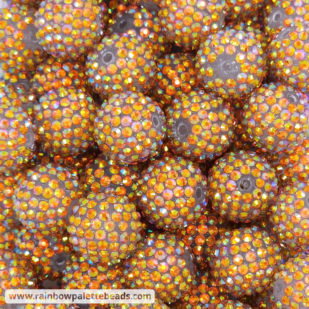 20mm AB Amber Orange Clear Rhinestone Beads - Beads