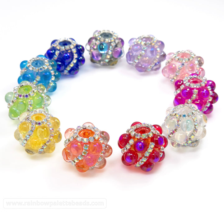 20mm AB Assorted Color Magic Cat Eye Diamond Acrylic Rondelle Spacer Beads - Beads