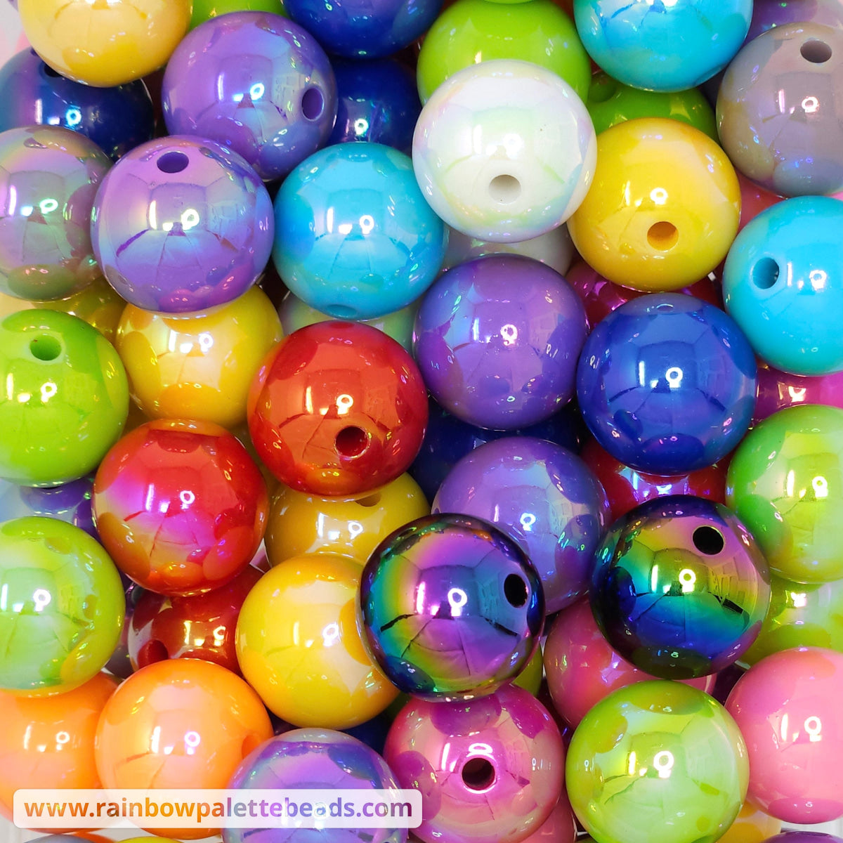20mm AB Assorted Colors Solid Acrylic Bead Mix (10 beads) – Rainbow ...