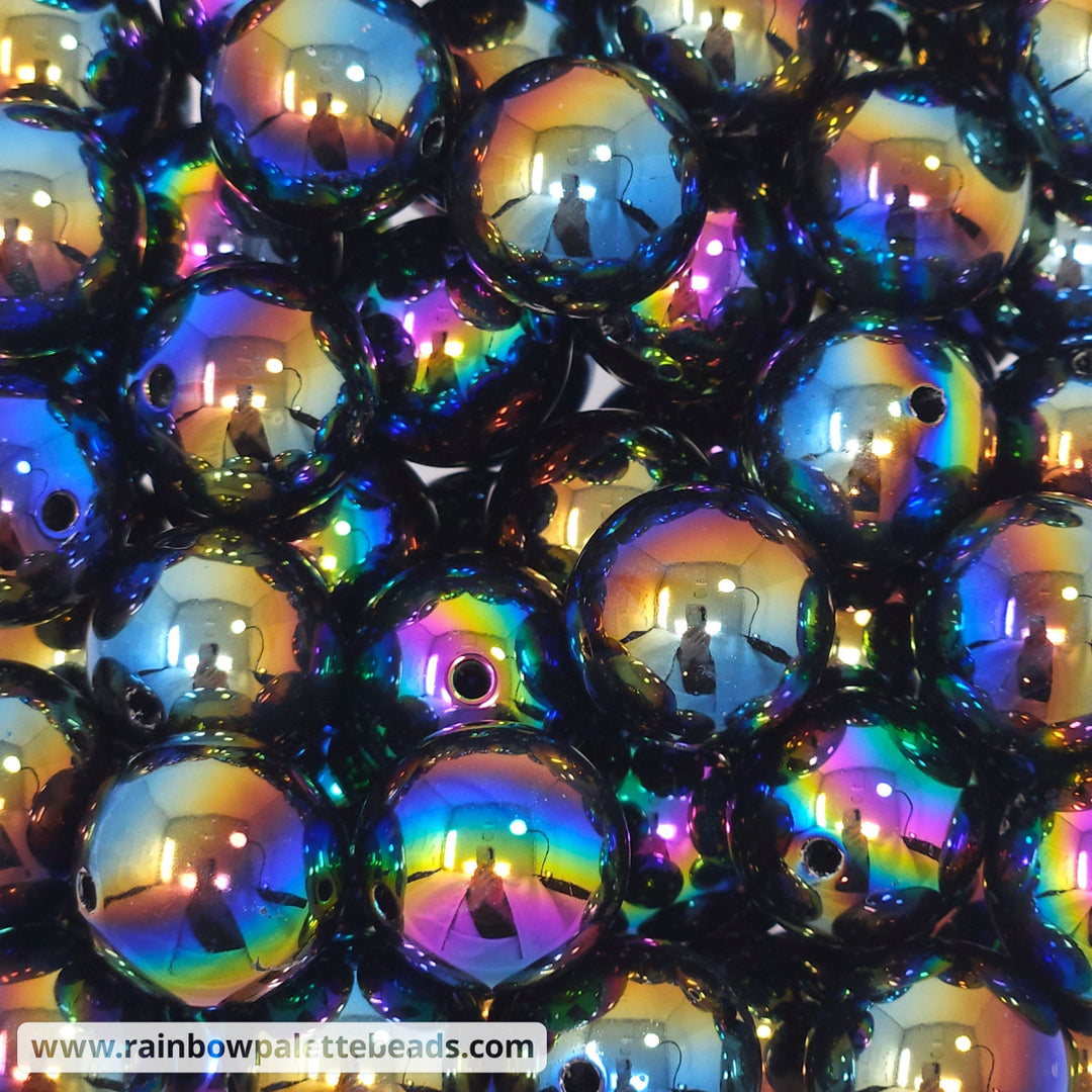 20mm AB Black Aurora Glitter Shimmer Acrylic Beads Beads