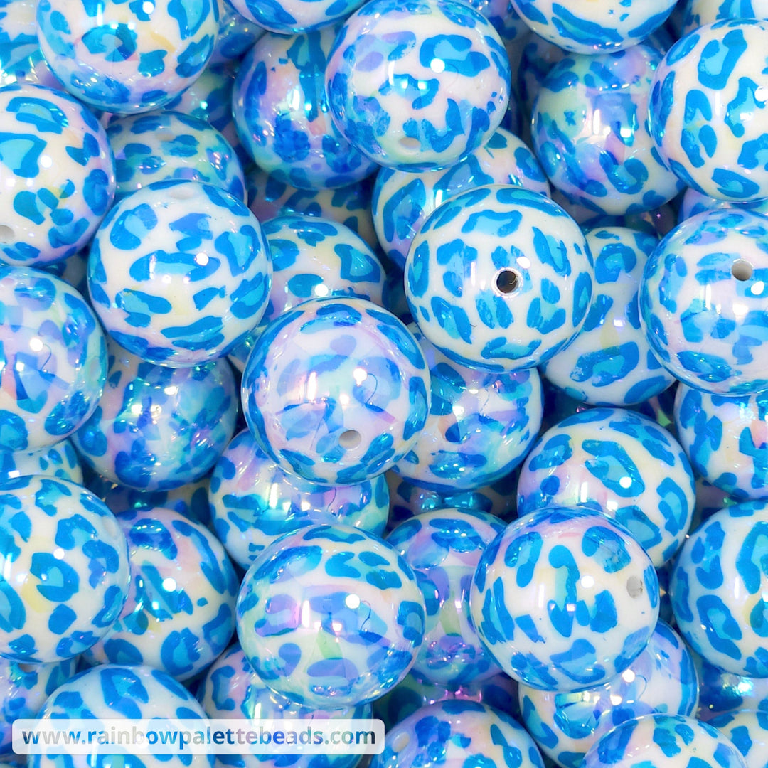 20mm AB Blue Leopard Print Acrylic Beads Beads