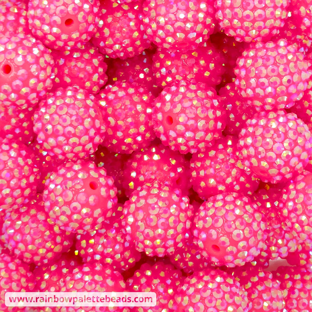 20mm AB Bright Pink Acrylic Rhinestone Beads Beads