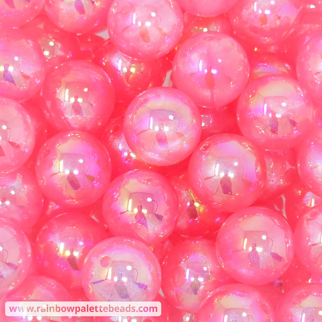 20mm AB Bubblegum Pink Aurora Glitter Shimmer Acrylic Beads Beads