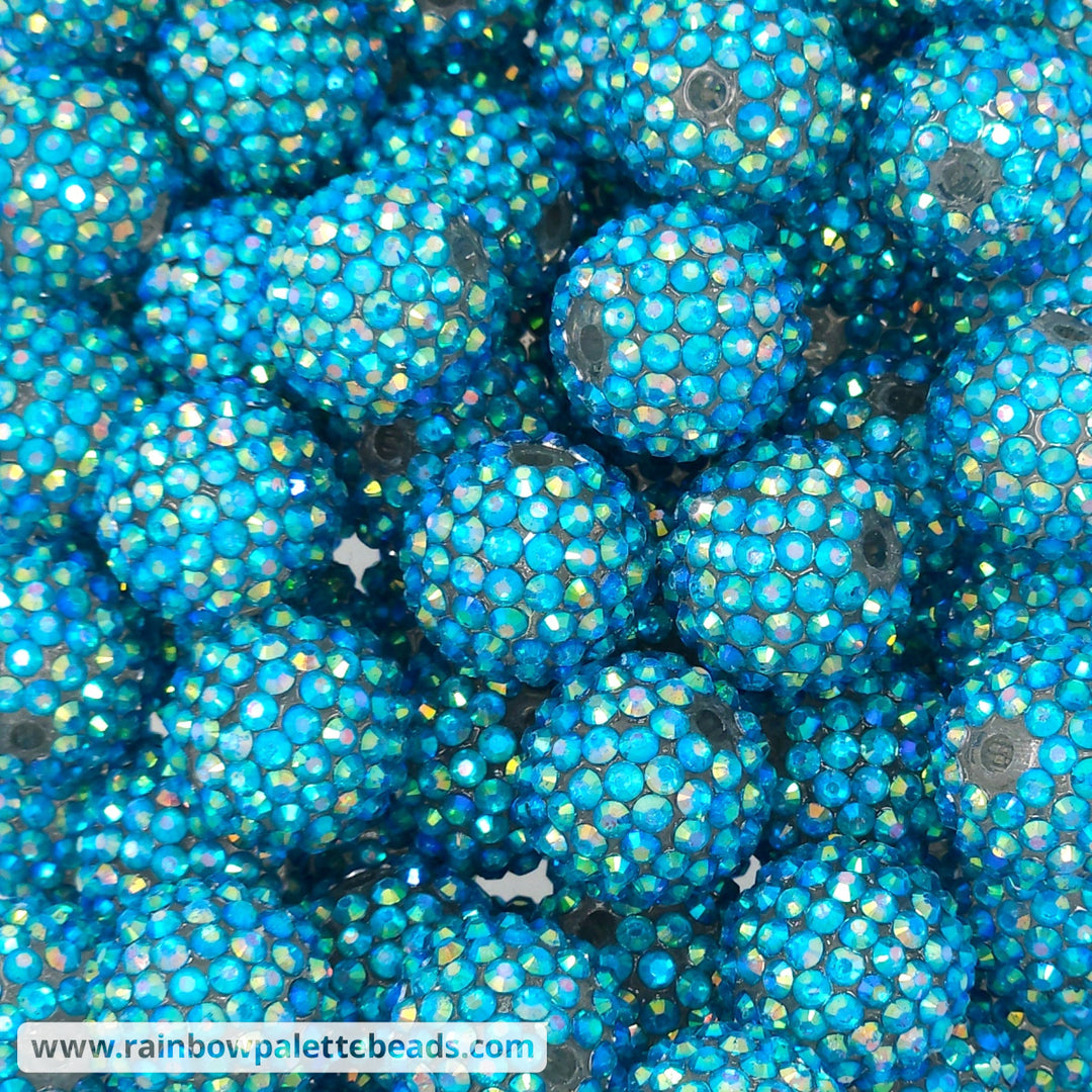20mm AB Cyan Clear Rhinestone Beads Beads