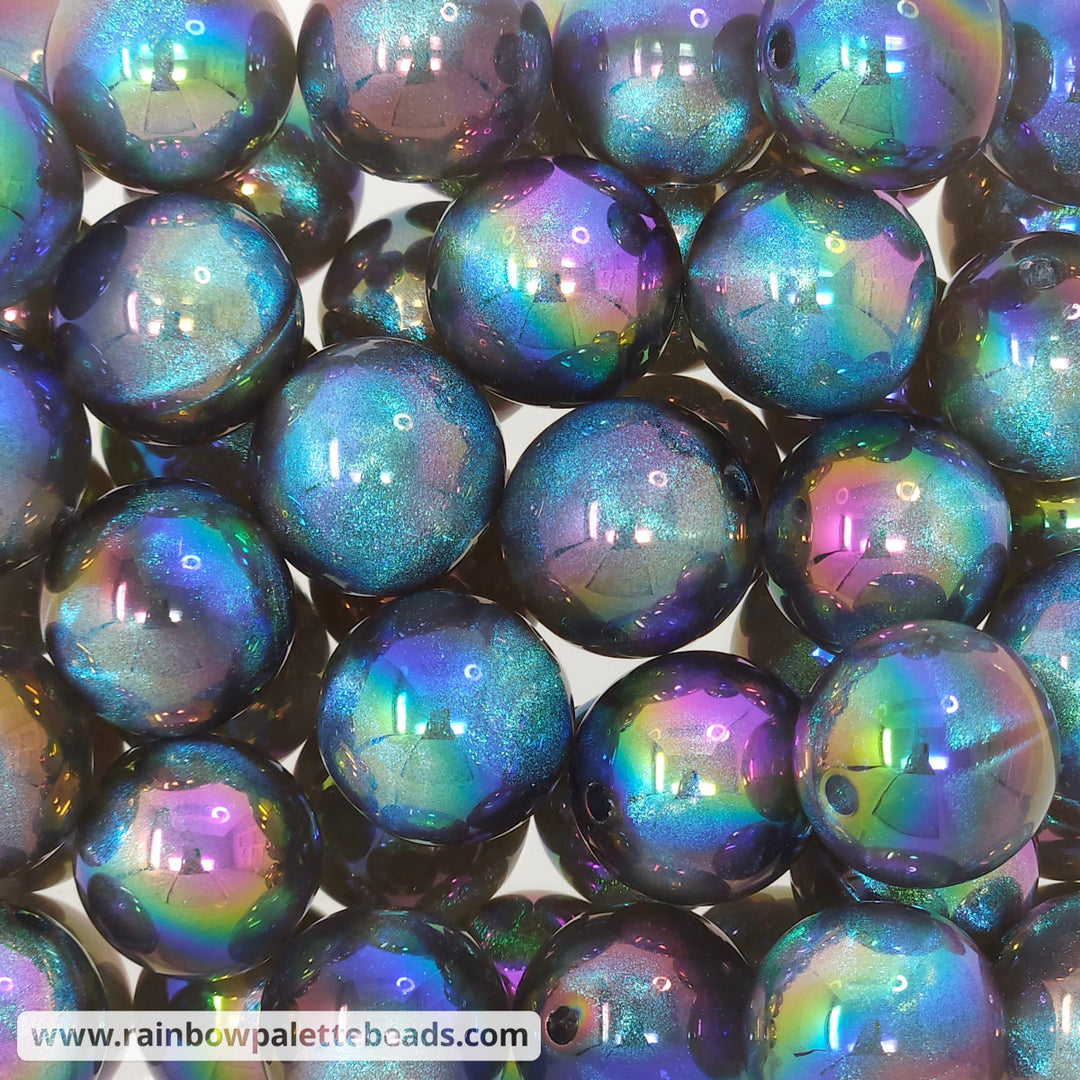 20mm Dark Gray Aurora Glitter Shimmer Acrylic Beads Beads