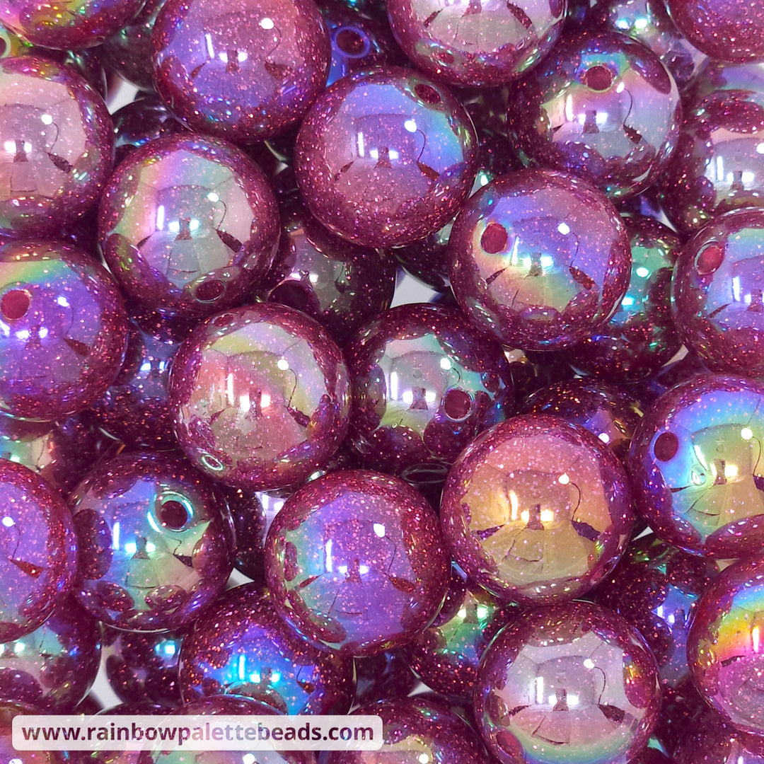 20mm AB Deep Pink Glitter Acrylic Beads Beads